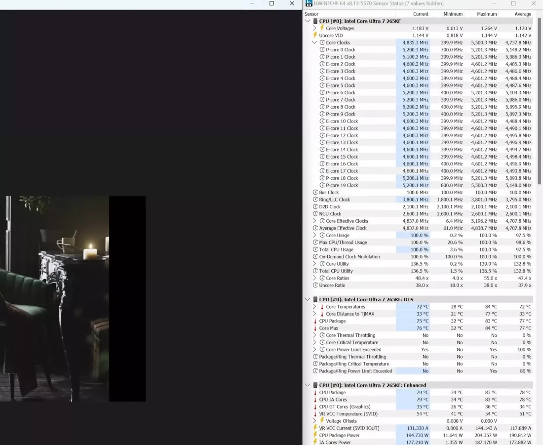 Test nhiệt độ của Intel Core Ultra 7 265K