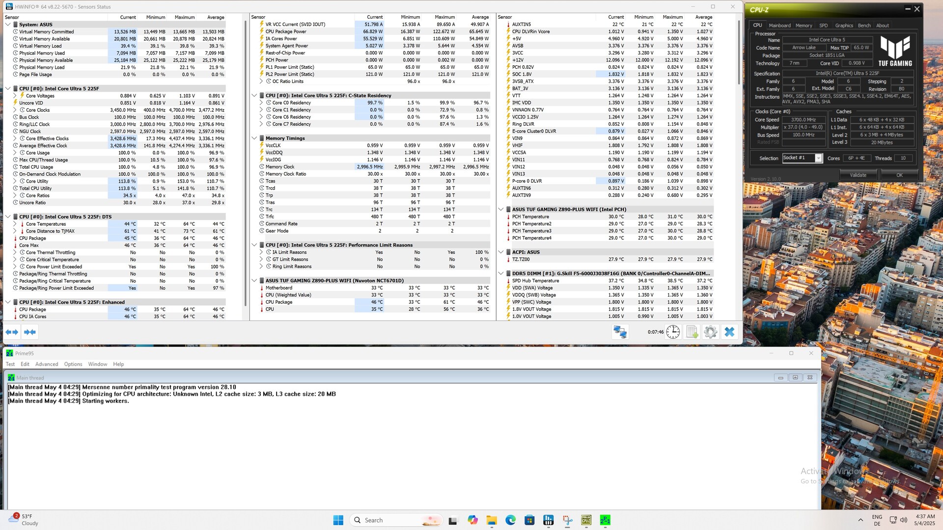 Test điện năng ti&ecirc;u thụ của CPU Intel Core Ultra 5 225