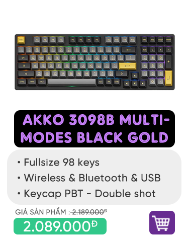 Bàn phím cơ AKKO 3098B Multi-modes Black Gold