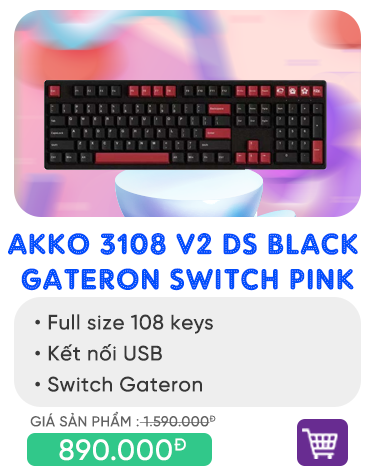 Bàn Phím Cơ AKKO 3108 v2 DS Black Gateron Switch Pink