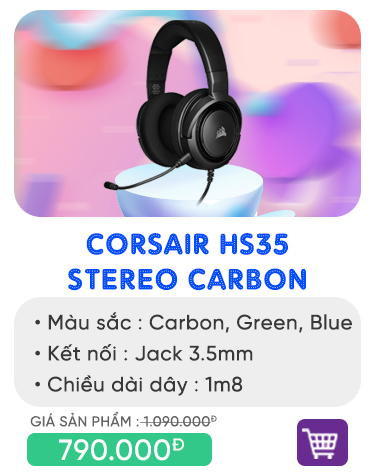 Tai nghe Corsair HS35 Stereo Carbon