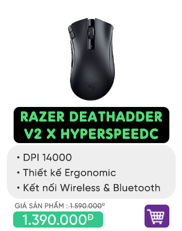 Chuột Razer DeathAdder V2 X HyperSpeed-Wireless Ergonomic