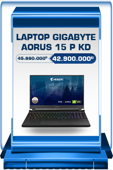 Laptop Gigabyte AORUS 15P KD 72S1223GH (i7-11800H/RTX3060-6GB/15.6-FHD-240Hz/RAM-16GB/SSD-512GB/Win10)