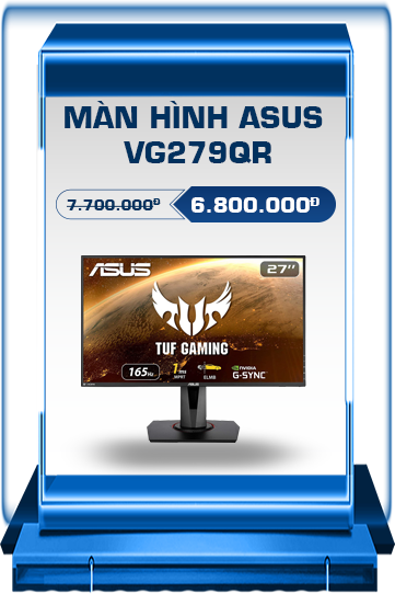 Màn hình Asus VG279QR (27inch/FHD/IPS/165Hz/1ms/300nits/HDMI+DP+Audio/Gsync)