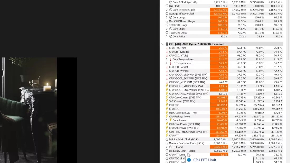 Ryzen 7 9800X3D Test Temperature