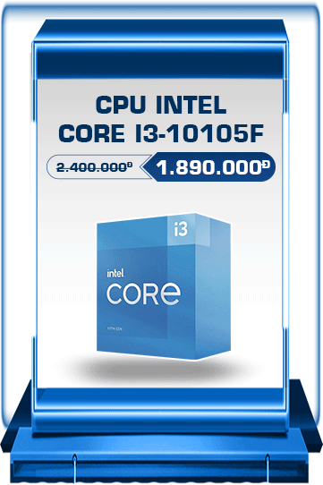 CPU Intel Core i3-10105F (3.7GHz turbo 4.4Ghz | 4 Nhân 8 Luồng | 6MB Cache | 65W)