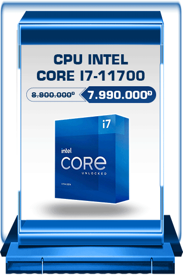 CPU Intel Core i7-11700 (8 Nhân 16 Luồng | 2.5 GHz Turbo 4.9GHz | 16M Cache | 65W)