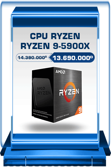 CPU AMD Ryzen 9 5900X (12 Nhân / 24 Luồng | 3.7GHz Boost 4.8GHz | 64MB Cache | PCIe 4.0)