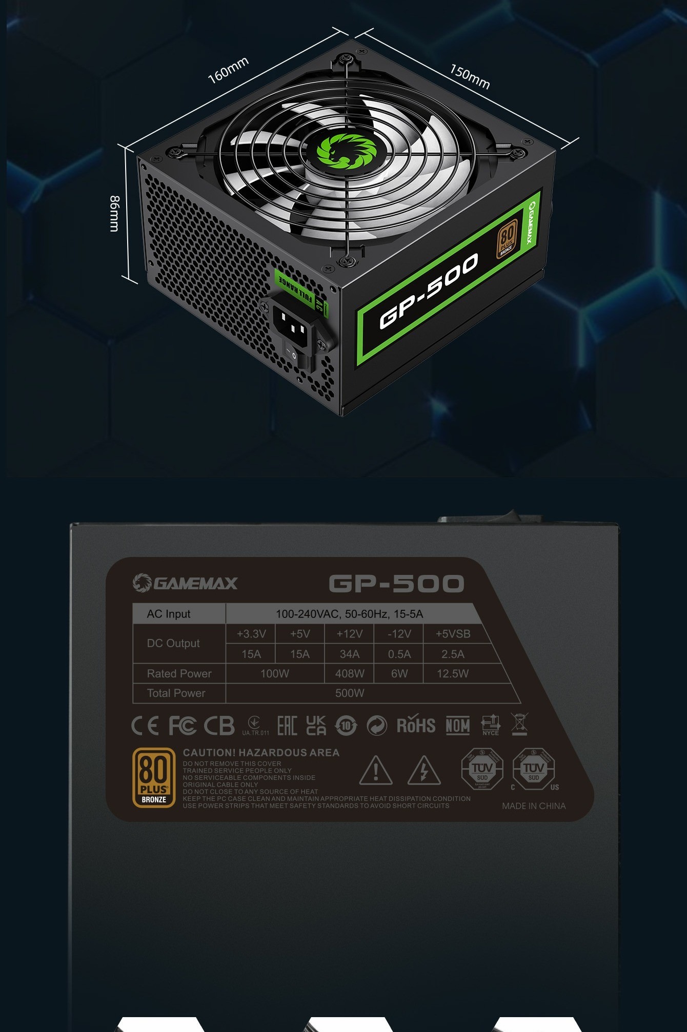 Nguồn máy tính GAMEMAX GP-500 Chính hãng, Giá siêu rẻ