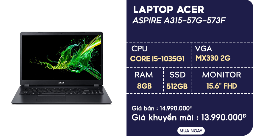 Laptop Acer Aspire A315-57G-573F NX.HZRSV.00B