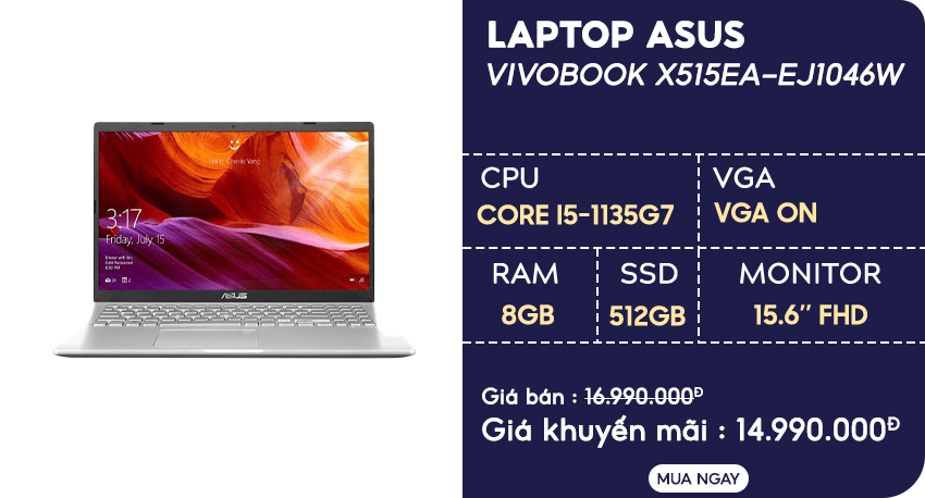 Laptop Vivobook Asus X515EA-EJ1046W