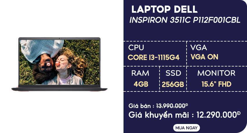 Laptop Dell Inspiron 3511C P112F001CBL