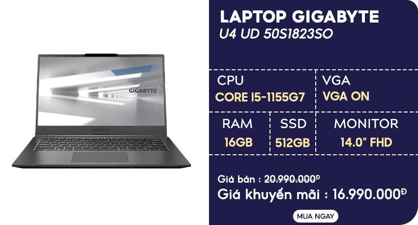 Laptop Gigabyte U4 UD 50S1823SO