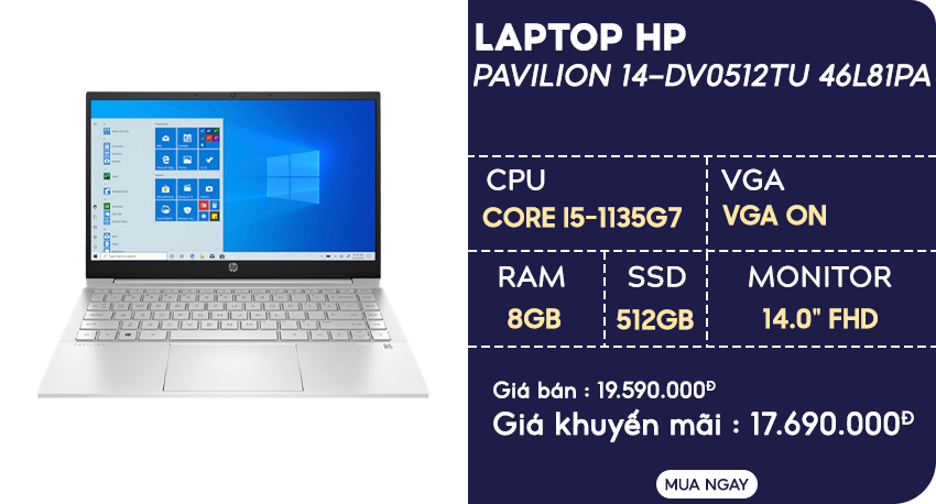 Laptop HP Pavilion 14-dv0512TU 46L81PA