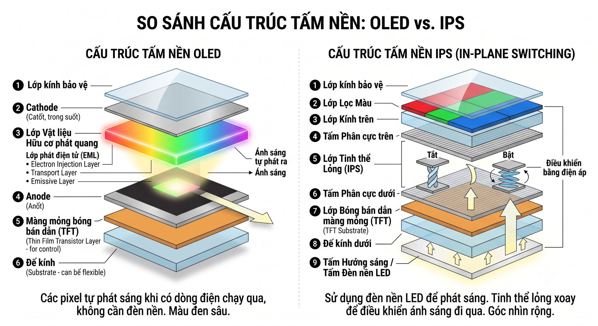 So sánh cấu trúc tấm nền