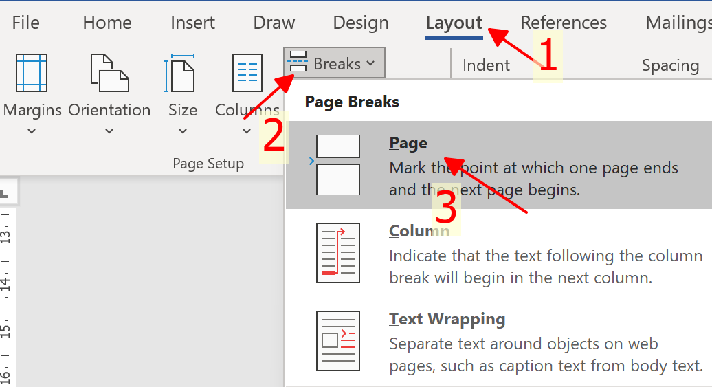 Cách ngắt trang trong Word