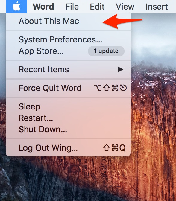 Chọn About This Mac