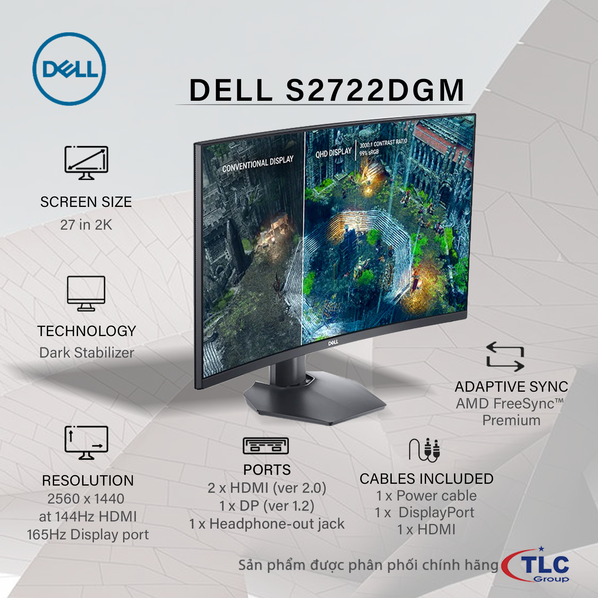 Dell Gaming S2722DGM | Màn hình siêu nét – Chiến game căng đét