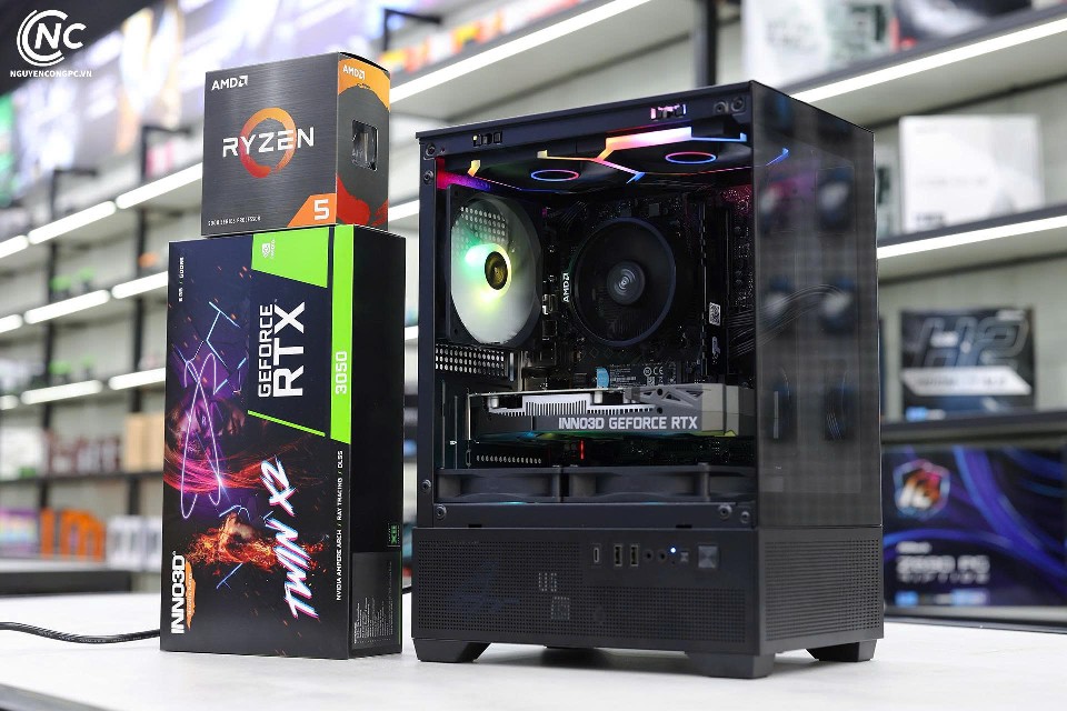 Bộ PC Gaming Ryzen 5 5500, Ram 16GB, SSD 256GB, RTX 3050 6GB