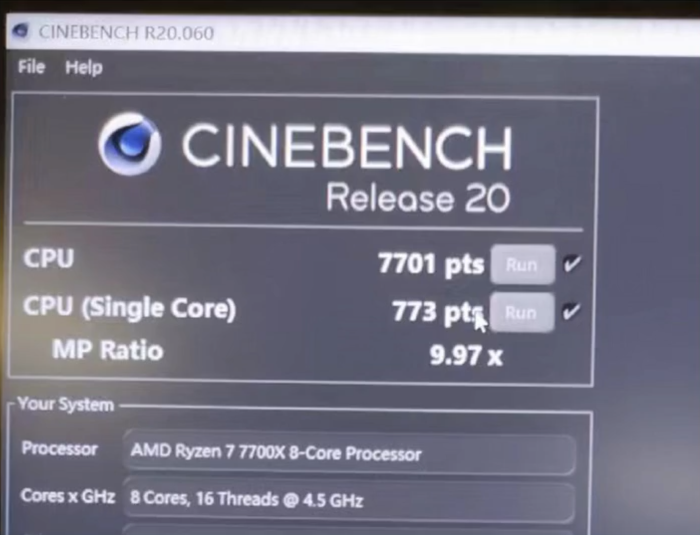 Điểm benchmark của CPU AMD Ryzen 7 7700X 8-Core Zen 4