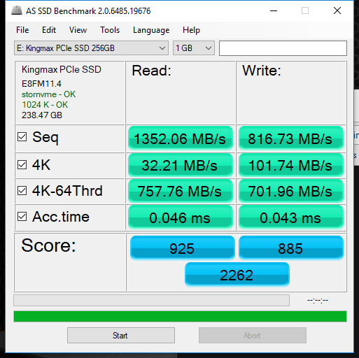 benchmark Kingmax Zeus PX3280 128GB