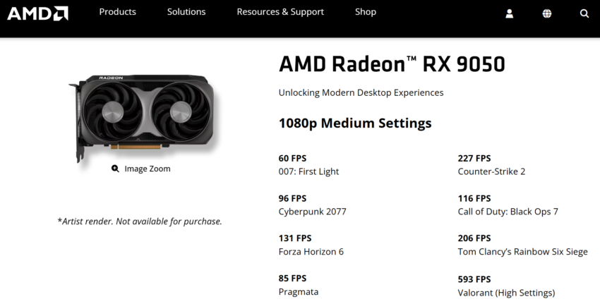 Thông số kỹ thuật AMD RX 9050