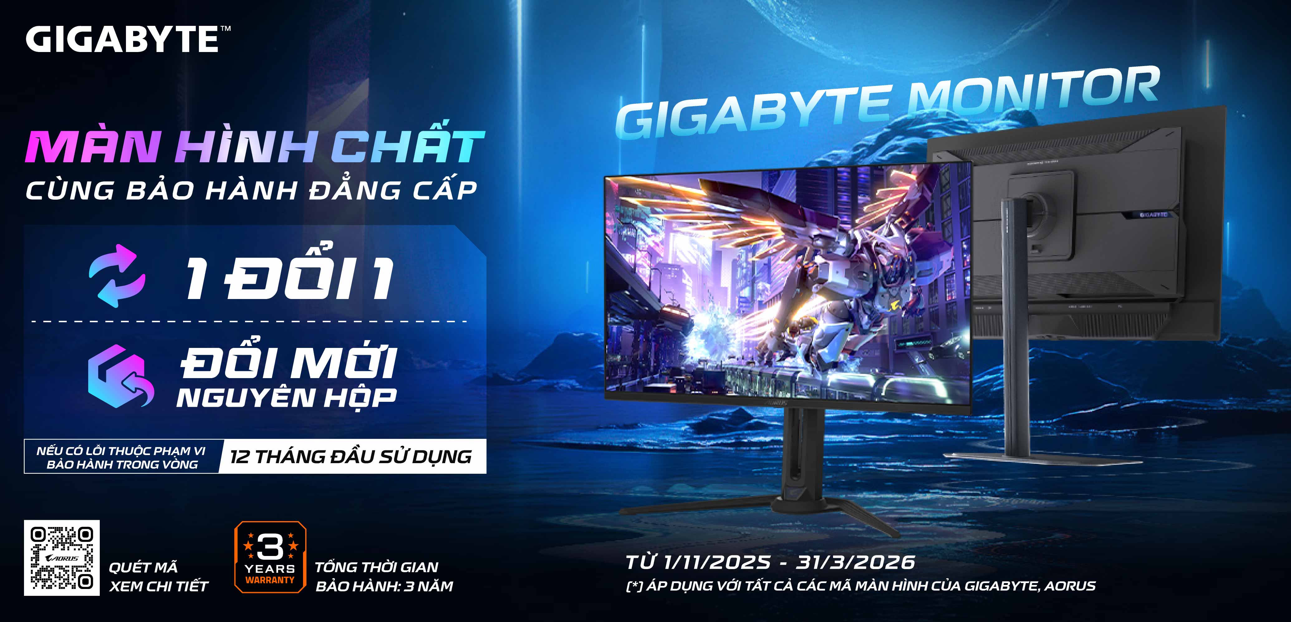 GIGABYTE -  MÀN HÌNH CHẤT, BẢO HÀNH 1 ĐỔI 1
