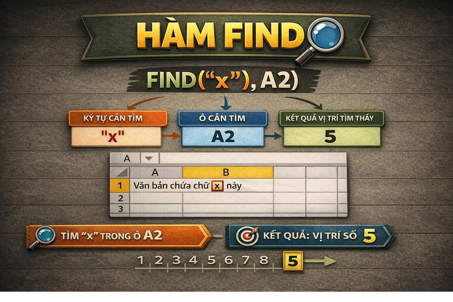 Hàm FIND trong Excel: Hướng dẫn từ cơ bản đến ứng dụng thực chiến 