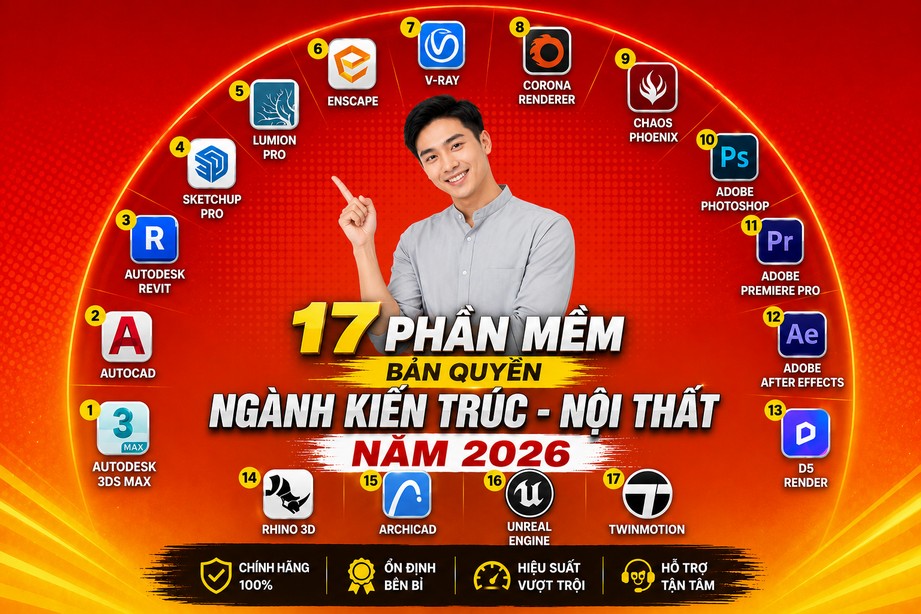 Chi phí phần mềm bản quyền ngành Kiến trúc - Nội thất 2026: Đầu tư bao nhiêu là đủ?