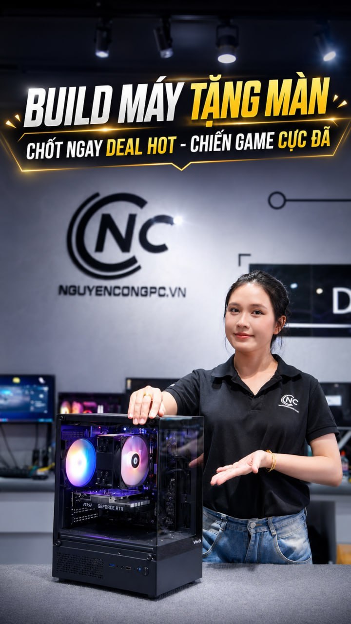 Bộ PC Gaming Ryzen 5 7500F, Ram 16GB, SSD 256GB, RTX 3050 6G [TẶNG MÀN HÌNH] 
