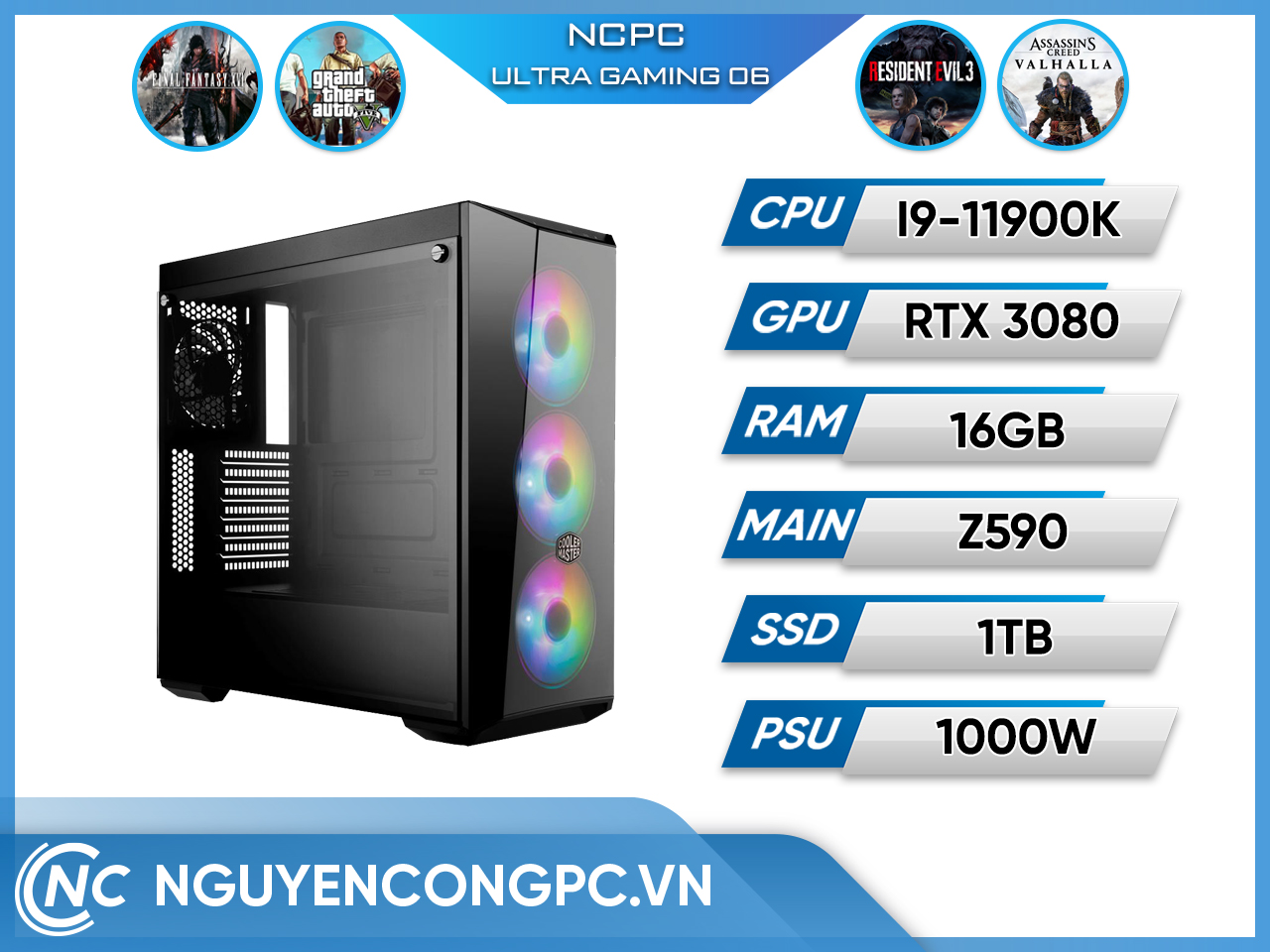  NCPC ULTRA GAMING 06 (I9-11900K/Z590/16GB RAM/1T SSD/VGA RTX 3080 12Gb)