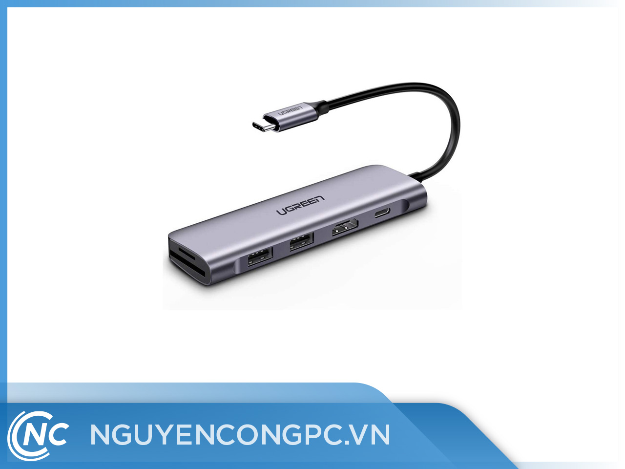 Cáp chuyển đổi từ Type C ra HDMI, USB 3.0, đọc thẻ SD/TF, hỗ trợ sạc USB C Ugreen 70411