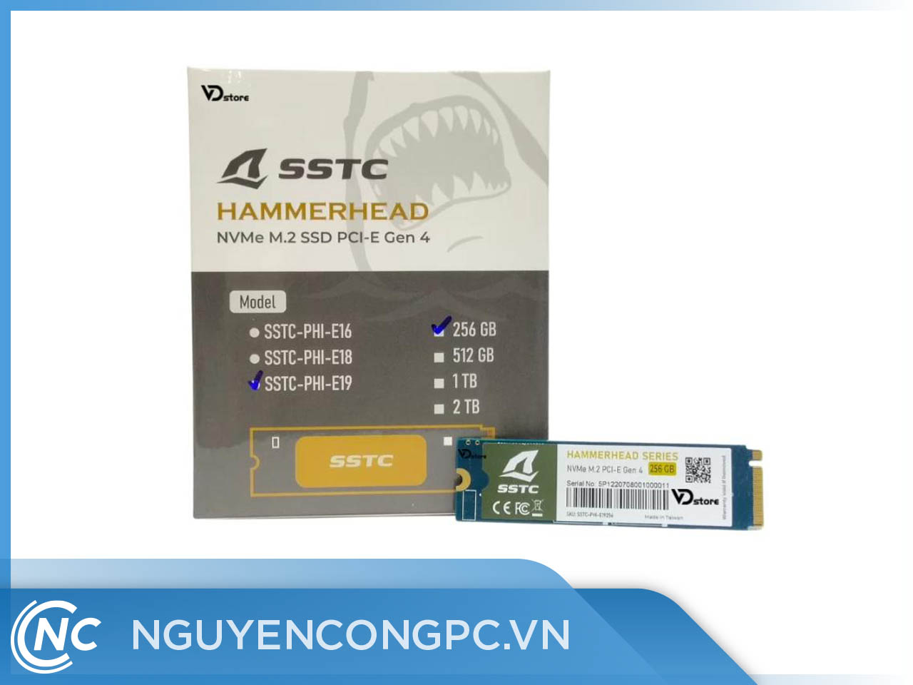 Ổ Cứng SSD 256GB SSTC Oceanic Whitetip E19 M.2 NVME PCIe Gen4 (SSTC-PHI-E19256)