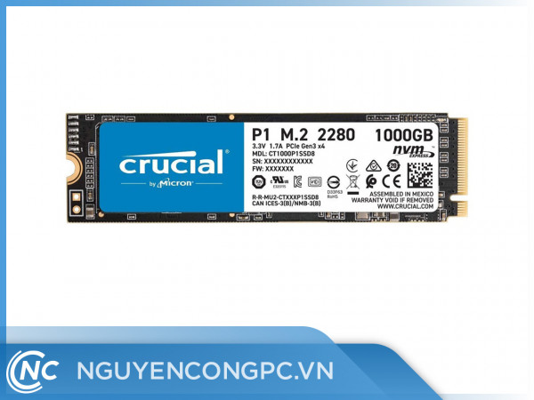 Ổ cứng SSD Crucial P1 1TB NVMe M.2 PCIe Gen3 x4 CT1000P1SSD8