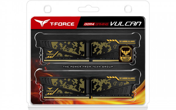 RAM TEAMGROUP T-Force Vulcan TUF Gaming Alliance Yellow 32GB (16GBx2) Bus 3200 CL16 DDR4