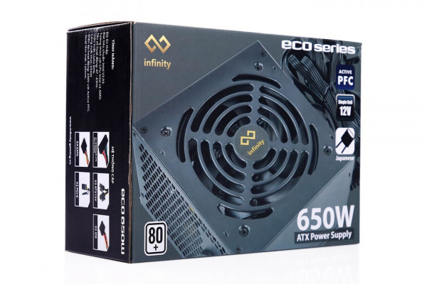 Nguồn Máy Tính Infinity ECO 650W (80 Plus/Active PFC/Single Rail)