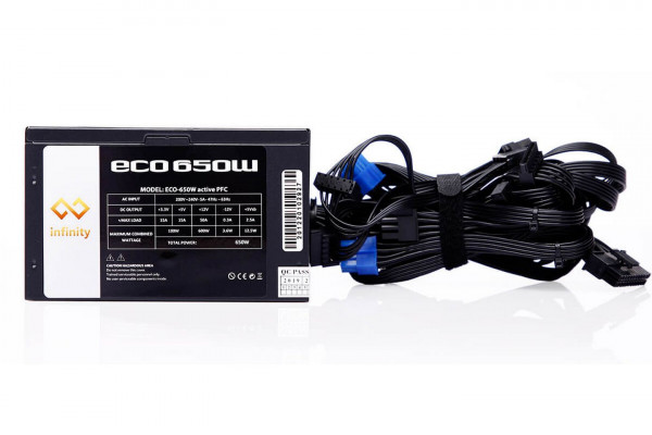 Nguồn Máy Tính Infinity ECO 650W (80 Plus/Active PFC/Single Rail)