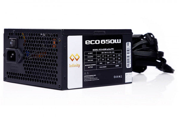 Nguồn Máy Tính Infinity ECO 650W (80 Plus/Active PFC/Single Rail)