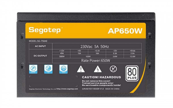 Nguồn SEGOTEP SG-750AE (AP650W) 80 PLUS White