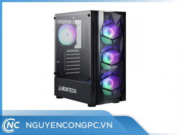 Vỏ case máy tính Montech X1 - Black (4 FAN LED RGB cài đặt sẵn)