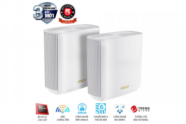 Router ASUS ZenWiFi AX (XT8) (WiFi 6 BĂNG TẦN KÉP MESH WI-FI MU-MIMO TRẮNG)