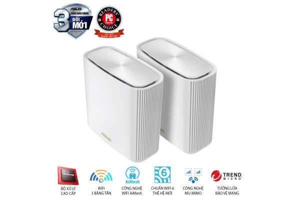 Router ASUS ZenWiFi AX (XT8) (WiFi 6 BĂNG TẦN KÉP MESH WI-FI MU-MIMO TRẮNG)
