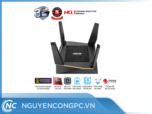 ASUS RT-AX92U 1 Pack (AiMesh Router) Wifi AX6100 router WiFi có thể mở rộng, 2 băng tần, Wifi 6 (802.11ax), AiMesh 360 WIFI Mesh, AiProtection, USB 3.1