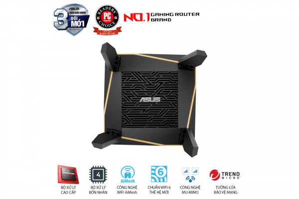 ASUS RT-AX92U 1 Pack (AiMesh Router) Wifi AX6100 2 băng tần, Wifi 6 (802.11ax), AiMesh 360 WIFI Mesh, AiProtection, USB 3.1