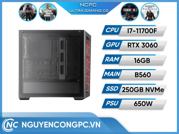  NCPC ULTRA GAMING 02 (i7-11700F/B560-A/16GB RAM/250GB SSD/VGA RTX 3060 12GB )