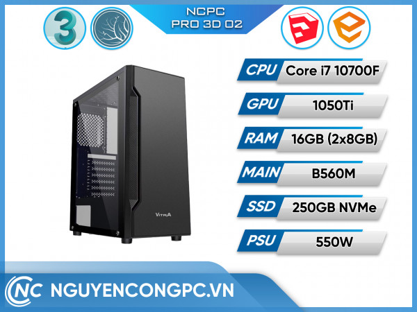 NCPC PRO 3D 02 (I7 10700F/B560M/16GB RAM/250GB SSD/GTX 1050Ti 4G)