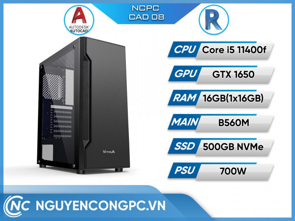 NCPC CAD 08 ( I5-11400F/ B560M/ RAM 16GB/ SSD 500GB/ GTX 1650/ 700W)
