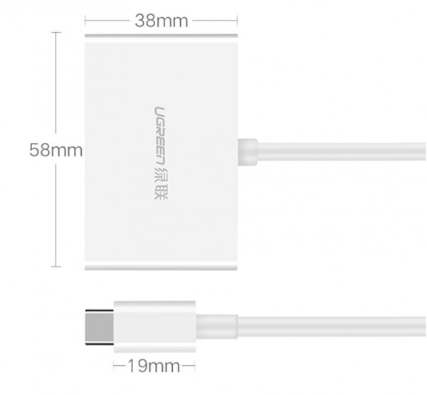 Cáp chuyển đổi USB type C to HDMI/VGA hỗ trợ full HD 3D 4Kx2K Ugreen 30843 