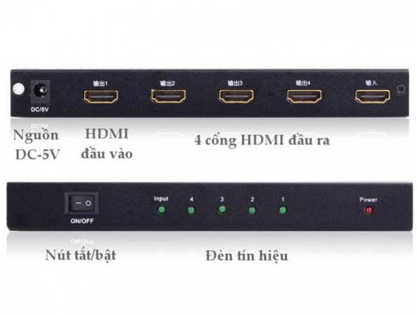 Bộ chia cổng HDMI 1 ra 4 Hỗ trợ full HD, 4K x 2K, 30Hz Ugreen 40202