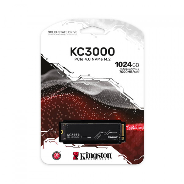 Ổ cứng SSD Kingston KC3000 1024GB NVMe M.2 2280 PCIe Gen 4x4 (Đọc 7000MB/s, Ghi 6000MB/s)-(SKC3000S/1024G)